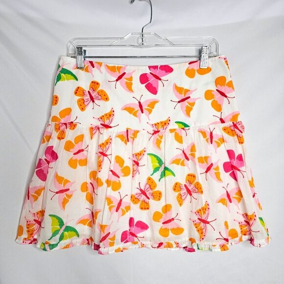 LILLY PULITZER Nikita Skirt BUTTERFLY DERBY PRINT WHITE PINK ORANGE GREEN size 6 - Picture 2 of 7